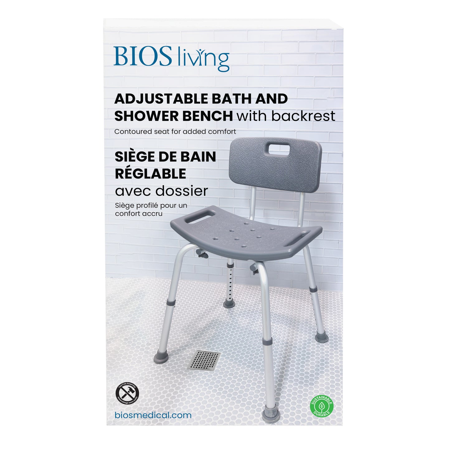 Adjustable Bath Bench with Backrest