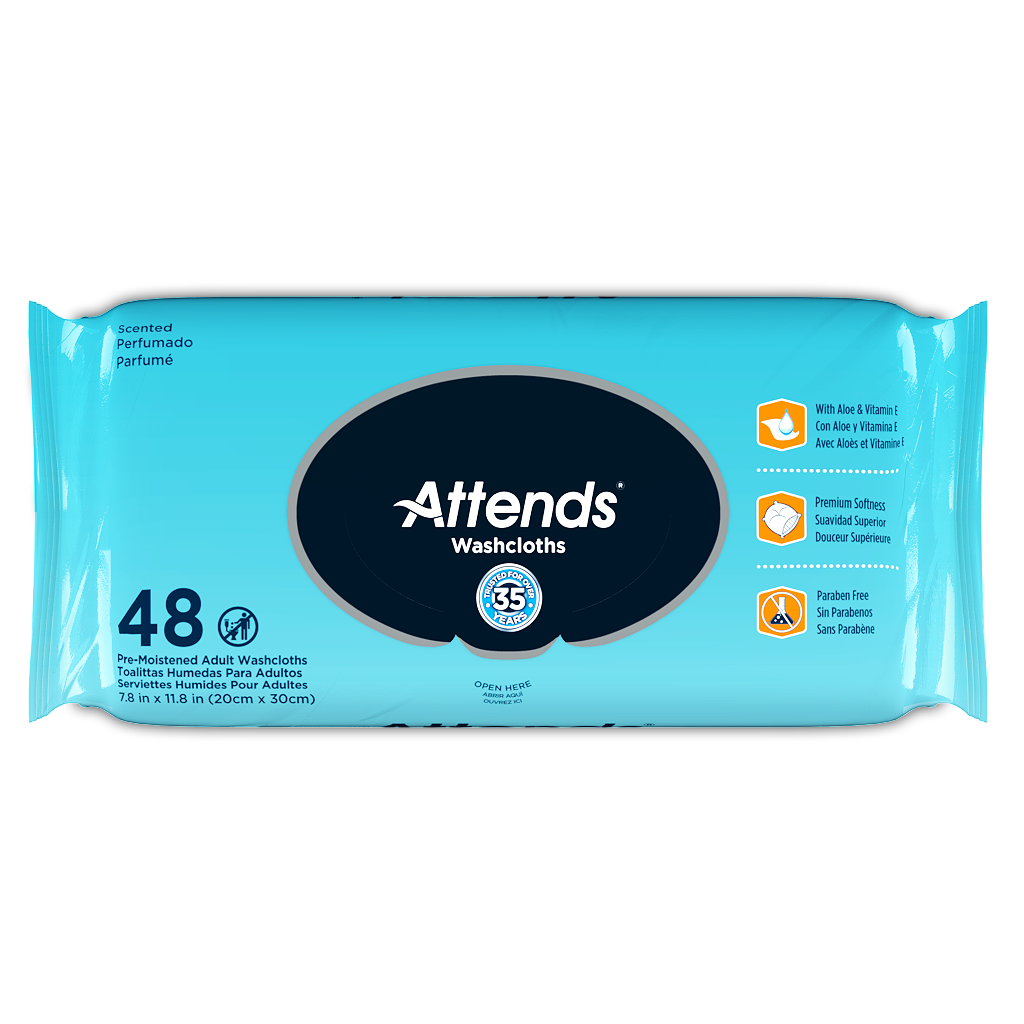 Attends® Pre-moistened Washcloths