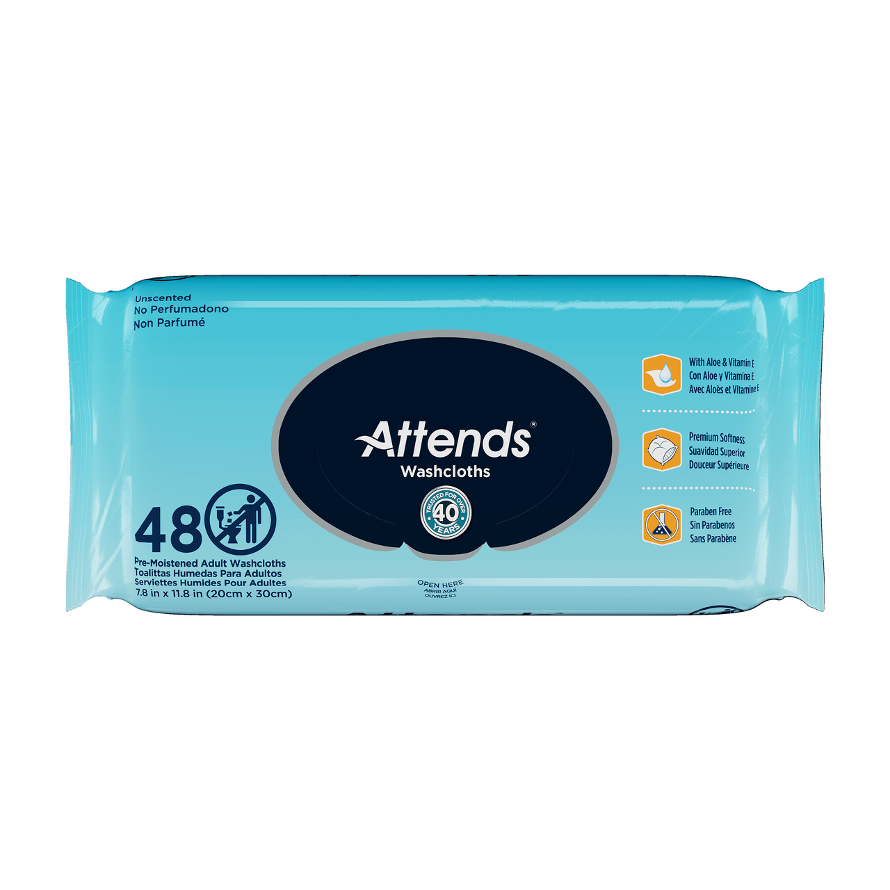 Attends® Pre-moistened Washcloths