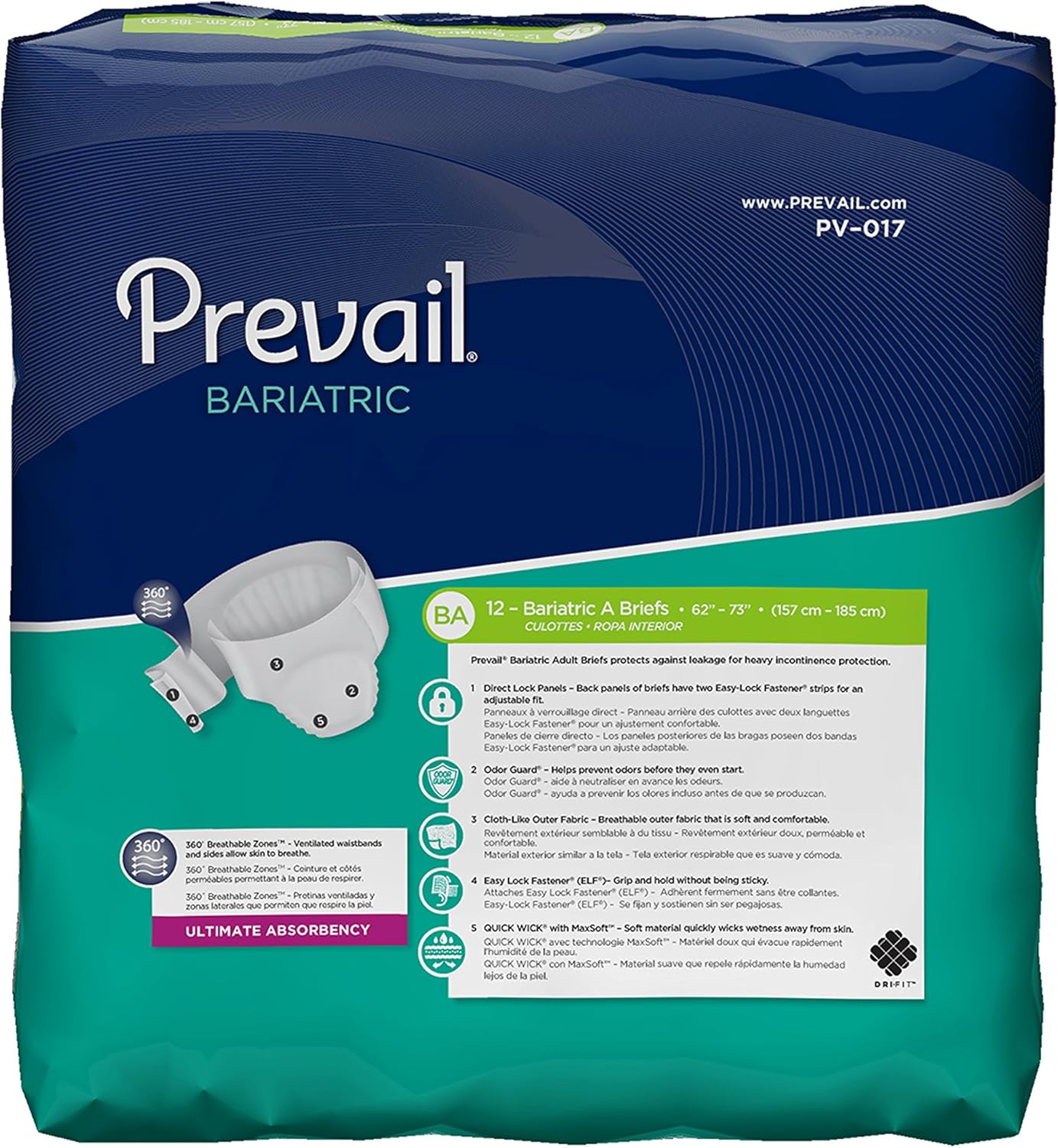 Prevail® Bariatric Briefs