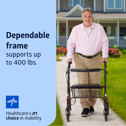 Medline Heavy-Duty Bariatric Rollator 8"