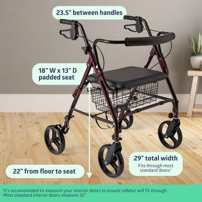 Medline Heavy-Duty Bariatric Rollator 8"